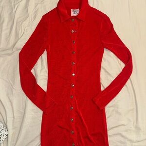 Princess Polly Red Button-Up Dress
